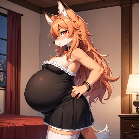 1girl,best quality,best resolution,(fluffy anthro furry :1.6),fox girl, orange hair,medium breasts,pink eyes,glowing eyes, medium hair,wavy hair,messy hair, fox ears,heart collar,grey bracelet, hairpin,looking at viewer,heavy reath,very hot,full face blush...