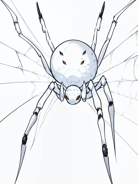 (((small white spider,white background)))