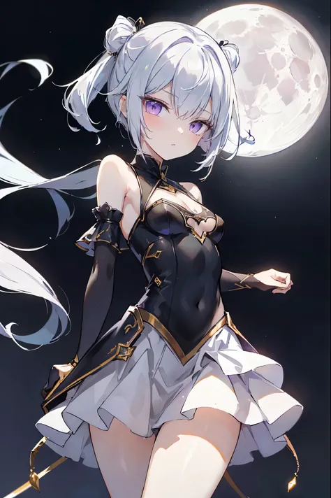 1girl, anime, cute girl, blank background, white background, fantasy, detailed fantasy dress with highlights, beautiful face, beautiful eyes, dark colors, black hair with multicolor streaks, red eye with different color pupil in eye, multicolor eye, medium...