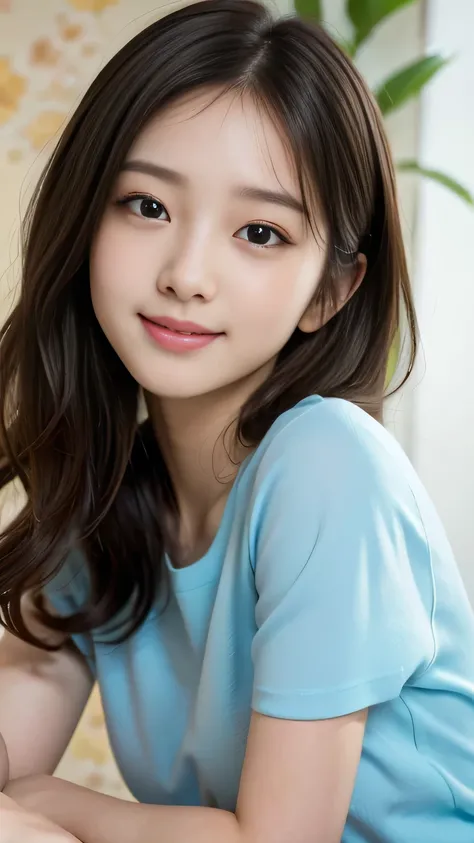 Masterpiece、Best Quality、Illustration、 Super detailed、Fine details、 High resolution、8K Denden Wallpaper、Perfect dynamic composition、Cute 27 year old girl、Sweet girl、Detailed beautiful face、Detailed cute eyes、Textured skin、A modest smile、Small breasts、summe...