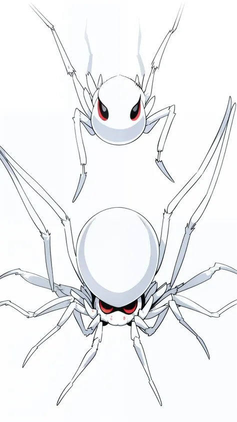 (cute white spider,white background),