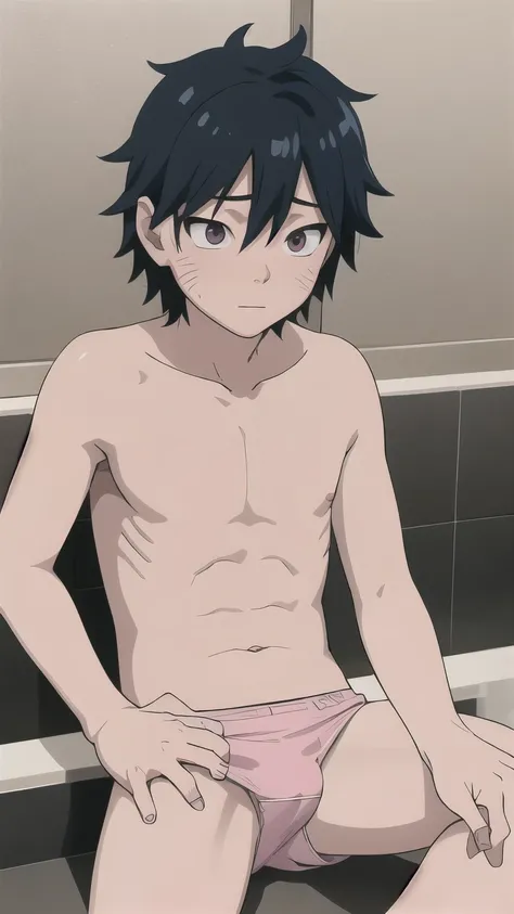 Sasuke, naked, underpants, pink brief, bathtub, 12-year-old boys,