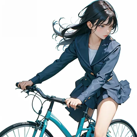 (masterpiece, best quality:1.2), 1girl, ride a bicycle, solo