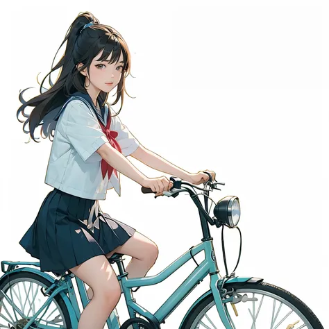 (masterpiece, best quality:1.2), 1girl, ride a bicycle, solo