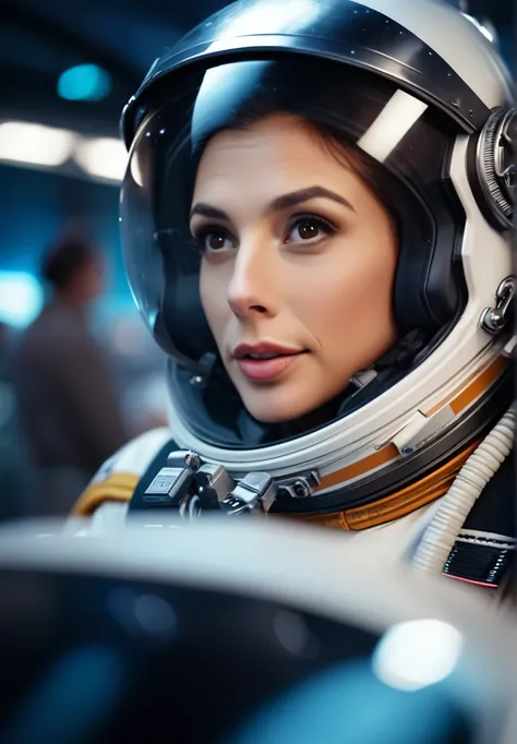 cinematic film still selfie portrait photo of space pilot, shallow depth of field, vignette, highly detailed, high budget hollyw...