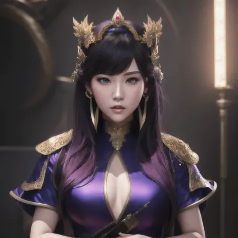 (((Disgusted look)))there is a 18 years old in a purple dress holding a dragon, wlop and ross tran, ross tran 8 k, fantasy art style, chengwei pan on artstation, a beautiful fantasy empress, ross tran and wlop, ruan jia and artgerm, the dragon girl portrai...