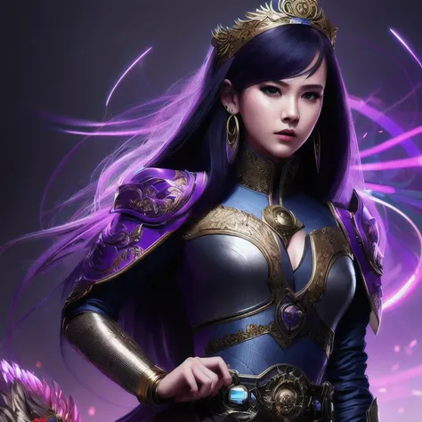 (((Disgusted look)))there is a 18 years old in a purple dress holding a dragon, wlop and ross tran, ross tran 8 k, fantasy art style, chengwei pan on artstation, a beautiful fantasy empress, ross tran and wlop, ruan jia and artgerm, the dragon girl portrai...