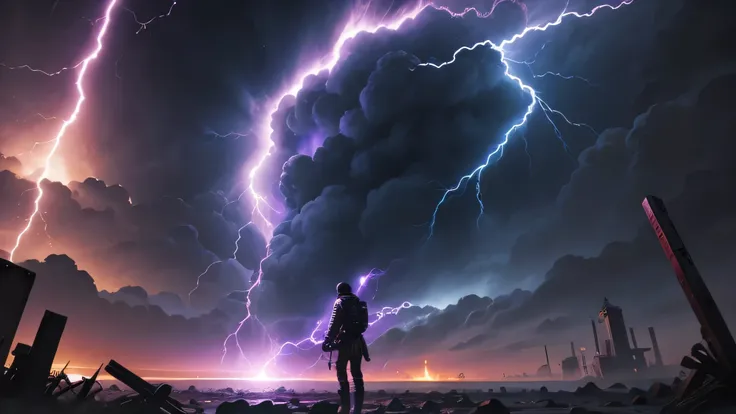 Purple，Fantasy，lightning，mystery，Overlapping clouds，crack，Game Screen，Hand Painted