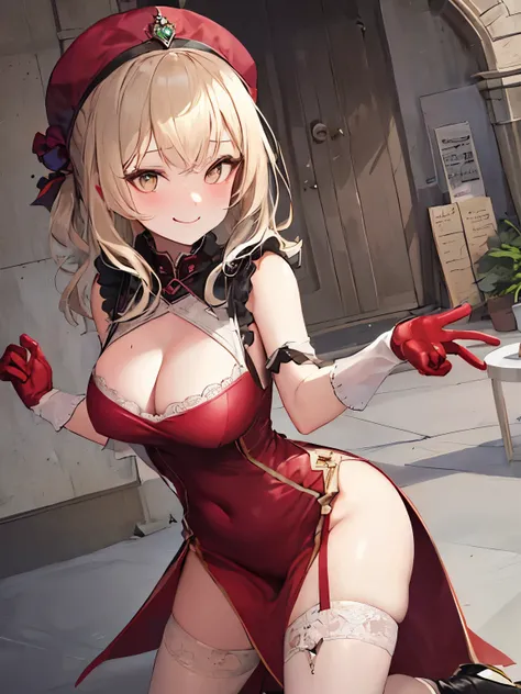 Harismatic, Milf, Dark dress, Smug smile, Red gloving eyes