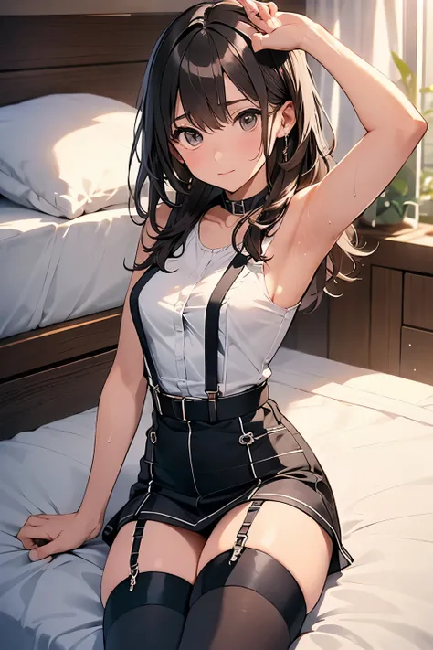 Gazing at the audience　　　Black suspenders　　　bulging big breasts　　 　 　　　wall 　mini skirt　garterbelt　garter　　　　　　vision　　　Small face　 　　　holster　　　Beautiful woman　　Show me your hands　　 Lying in bed　　vision 　　Taunt　~ side　~ side汗 　arm　　belt　summer　Armpit swea...