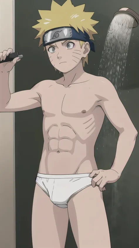 Naruto, shirtless, underpants, white brief, showering, 12-year-old boys,