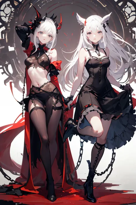  ((best quality)), ((masterpiece)), (detailed), 1girl, Character design, female, dynamic poses, long white grey hair, grey white eyes, very skinny, detailed, best quality, no accesoires around the neck, no shoes, prominent collarbones, skinny arms, flat st...