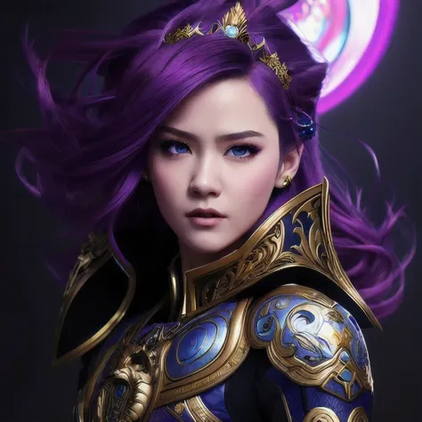 (((disgusted look)))there is a 18 years old in a purple dress holding a dragon, wlop and ross tran, ross tran 8 k, fantasy art s...