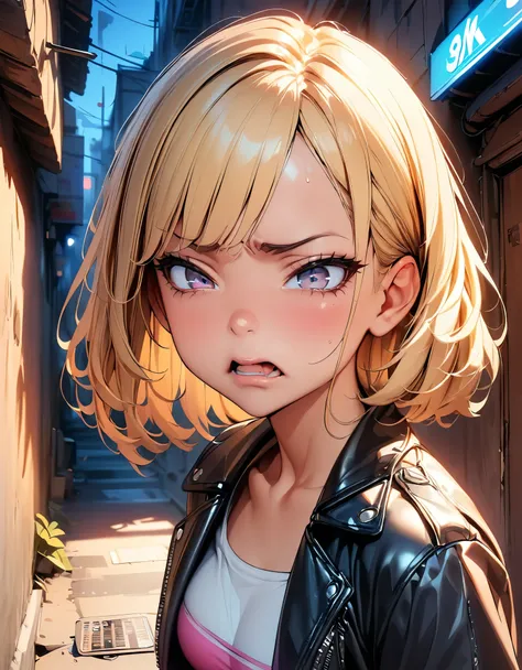 (highest quality:1.2, 4K, 8k, Very detailed, up to date, Vibrant, High detail, masterpiece:1.2, highest quality, Best aesthetics), (((1 girl))), jk, ((Blonde, Shortcuts)), Brown Eyes, Glossy lips, clavicle, Open your mouth, Beautiful Eyes, Long eyelashes, ...