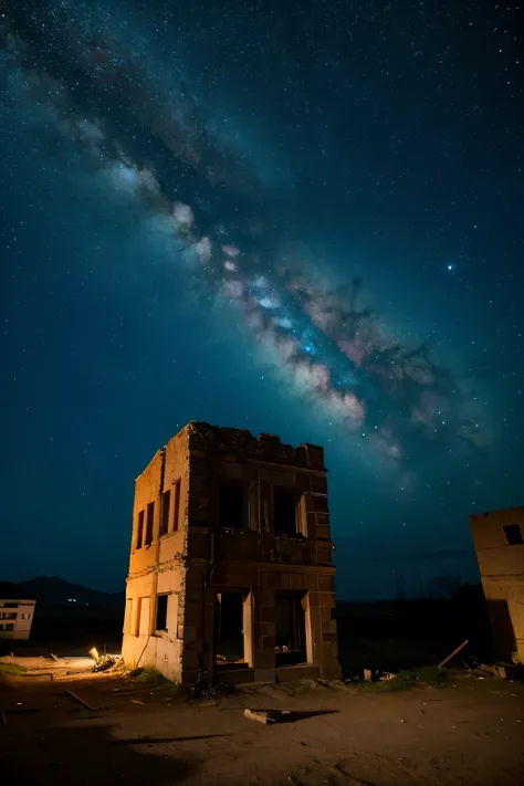 Night Sky　Barren Land　ruins　building　end of the century
