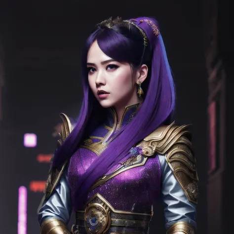 (((disgusted look)))there is a 18 years old in a purple dress holding a dragon, wlop and ross tran, ross tran 8 k, fantasy art s...