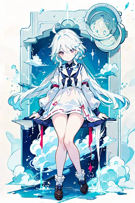 Anime Girls with white hair and red bow sitting on the ground, Sailor dress, Cute girl anime visuals, an Anime Girls, cute Anime Girls, , young Anime Girls, Anime Best Girl, (Anime Girls), pretty Anime Girls, White Hair Girl, beautiful Anime Girls, Anime G...