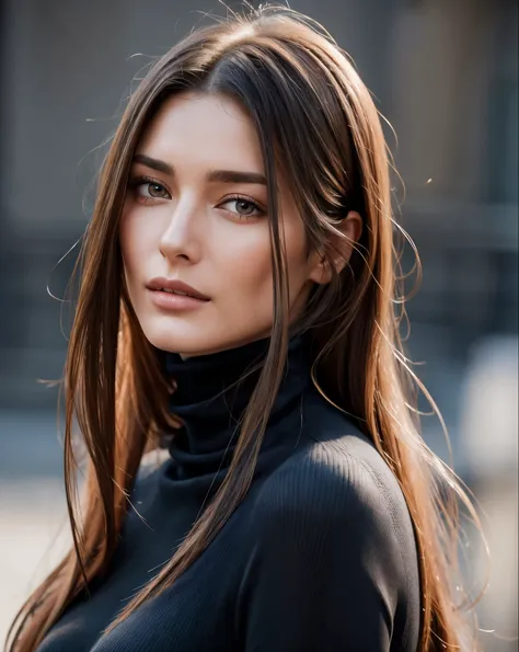 A woman with long hair and a turtleneck top, Gorgeous and attractive face, Attractive female face!!!, Attractive beautiful face, Very beautiful face, Photorealistic beautiful faces, A stunning face, Gorgeous face, Beautiful and realistic face, Perfect Face...