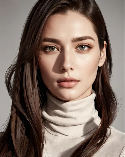 A woman with long hair and a turtleneck top, Gorgeous and attractive face, Attractive female face!!!, Attractive beautiful face, Very beautiful face, Photorealistic beautiful faces, A stunning face, Gorgeous face, Beautiful and realistic face, Perfect Face...