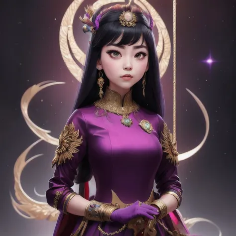 there is a 18 years old in a purple dress holding a dragon, wlop and ross tran, ross tran 8 k, fantasy art style, chengwei pan o...