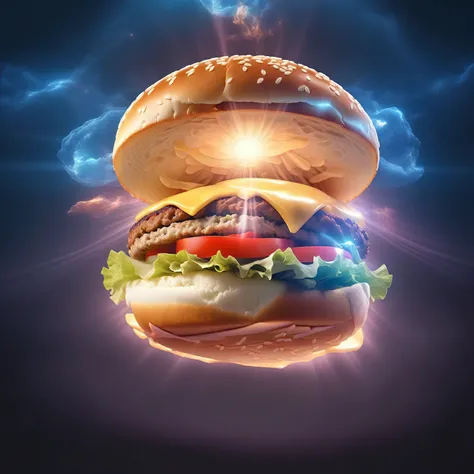 hamburger　Illuminated from within 　looks delicious　View from below　Deformation　No effects