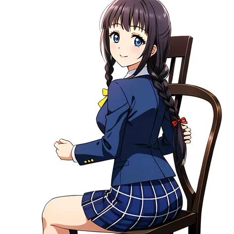 (highest quality, masterpiece:1.2), highest quality, High resolution, 1080p, 8K, Height: 158cm, High-definition anime-style CG, ((The game heroine is a very intelligent, very noble, pretty and neat beautiful girl sitting in a transparent chair.、Looking bac...