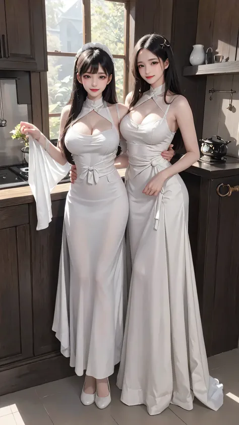 see through clothes(Full body female love:1.3)，best quality, masterpiece, ultra high resolution, (lifelike:1.4), original photo, 1 female,35 years old， black hair, big eyes, Detailed eyes and face,huge breasts，split，long legs，Belted robe open ，bare shoulde...