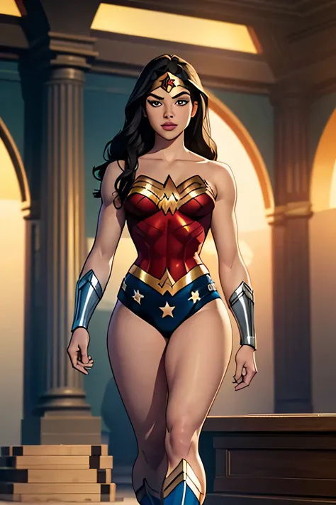 PhotoRealistic Art Style Best Qualit:1.3, Natural Beauty, Masterpiece, Full Body View Visible, Hailee Steinfeld, Perfectly Accurate Face Proportion,Realistic Light Hazel Brown Eyes, Thick Eyebrows, Brown hair, slim toned Thighs, tight ass, perky round brea...