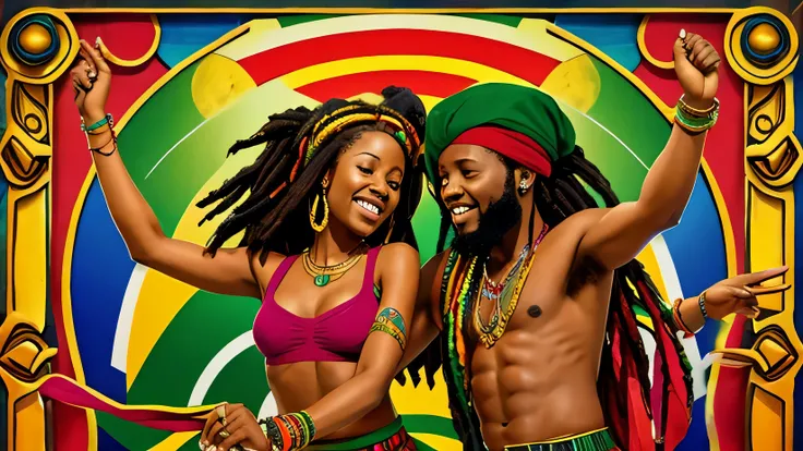 Rasta couple dancing reggae