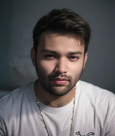 A beautiful young bearded man with highly detailed skin.