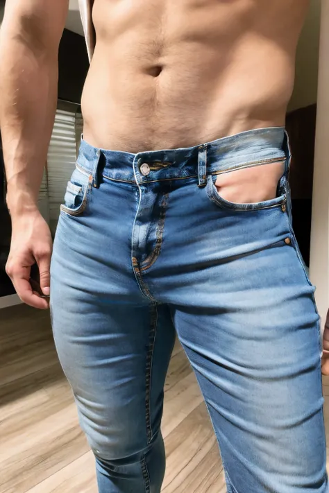 Horny man in jeans