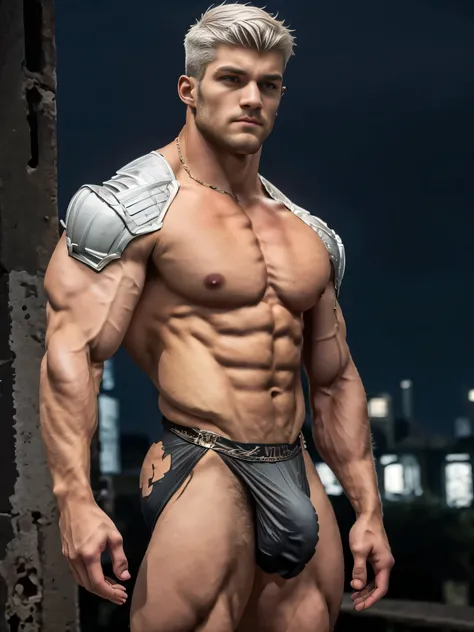 Photorealistic, Hero Super Bulge, ((best quality)), ((masterpiece)), (detailed),masculine portrait of a hero with the power bulge, (Hero outfit), 18-year-old male models, handsome, tall, manly looking, bearded,  powerful, young male, handsome model, light ...