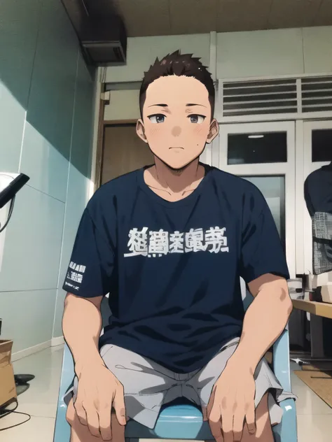 Anime boy cool cute skin white sitting facing forward