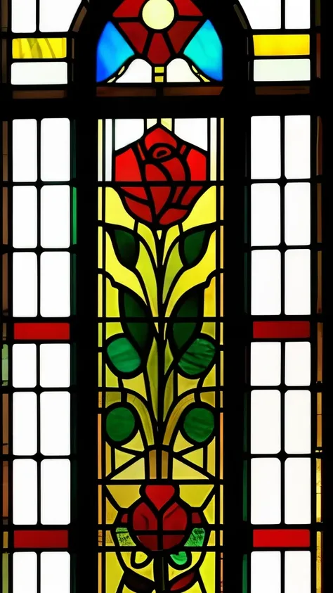 a stained glass window with a rose and leaves in it, an art deco painting by Dechko Uzunov, pinterest, art nouveau, maxim verehin stained glass, stained glass art, translucent roses ornate, stained glass style, stained glass, stain glass, stained glass!!, ...