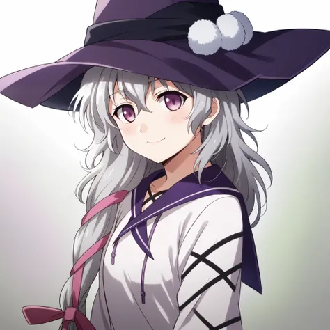 score_9, score_8_up, score_7_up, source anime, prefect lighting, very aesthetic, BREAK, anime screencap, anime coloring,
1girl, fuse midori, black bullet, grey hair, long hair, purple eyes, hair ribbon, witch hat, midoriout,
BREAK, looking at viewer, light...