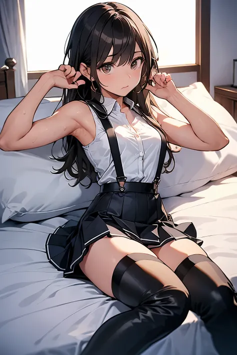 Gazing at the audience　　　Black suspenders　　　bulging big breasts　　 　 　　　wall 　mini skirt　garterbelt　garter　　　　　　vision　　　Small face　 　　　holster　　　Beautiful woman　　Show me your hands　　 Lying in bed　　vision 　　Taunt　~ side　~ side汗 　arm　　belt　summer　Armpit swea...