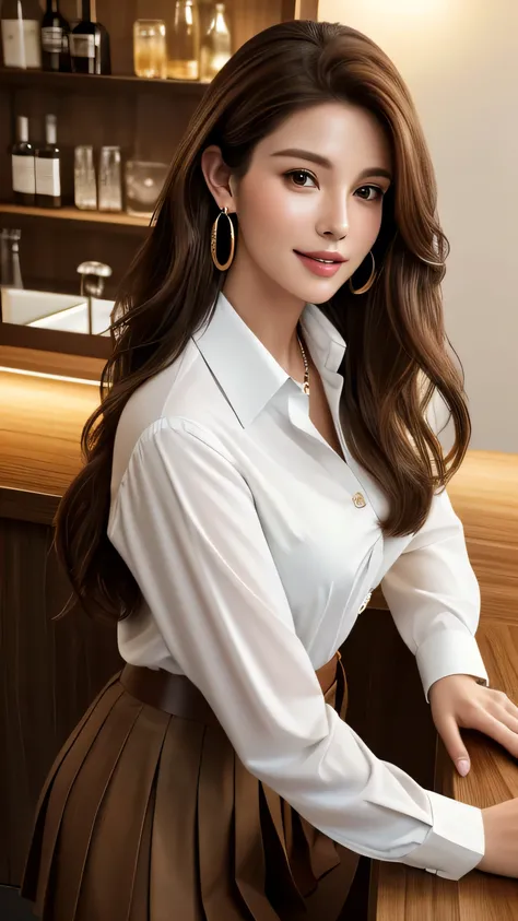 masterpiece, highest quality, Realistic, Super detailed, In detail, High resolution, 8k wallpaper, 1. Beautiful Women, Light brown hair, Sharp focus, Perfect dynamic composition, Beautiful fine details, Fine hair, Detailed and realistic skin texture, smile...