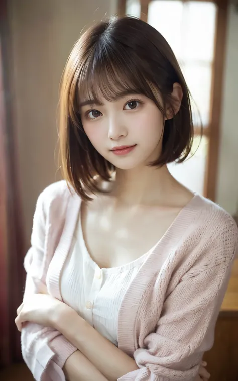 Tabletop, highest quality, 8k, 20th Generation, 大きな豊かなchest, cute, alone, sad, cute, Girlish, Delicate girl, Pure beauty, RAW Photos, Professional photography, Portraiture, Soft Light, Professional Lighting, Backlight, Upper Body, avert your eyes, Sophist...