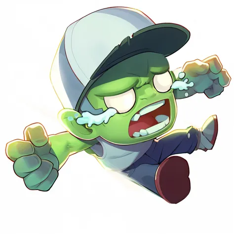 One-to-one reproduction of character movements,Green Monster、gyonshi、Zombies、Flying sideways、A body blown by the wind、Profile、Empty eyes、cry、Wronged、Profile、Waving fists、anger、High-quality character design、Character Design Art、Highly detailed character de...
