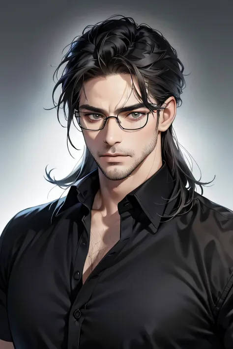 (Best quality,4K,8K,a high resolution,masterpiece:1.2),ultra detailed,(realistic,photorealistic,photo-realistic:1.37),39 year old man,3 day beard,Beautiful anime,portraits,strong,masculine,dark hair,Sharp jawline,Mesmerizing eyes,Perfectly styled hair,cool...