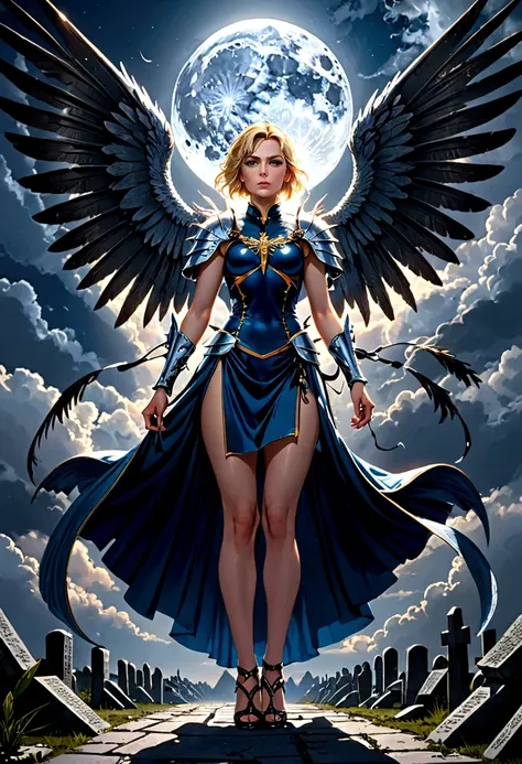 (a model shot taken from the rear: 1.5), 16K, ultra detailed, masterpiece, best quality, (extremely detailed), arafed, dnd art, portrait, full body, aasimar, female, (Masterpiece 1.3, intense details), female, paladin, holy warrior, spread large feathered ...