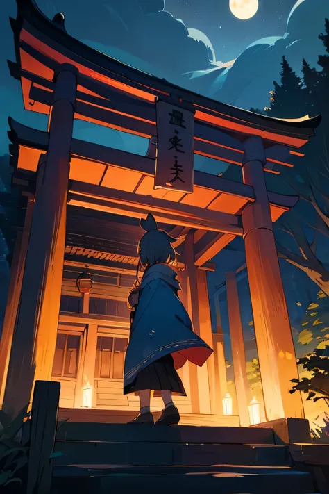 magic, juyakutan, girl, night, shrine