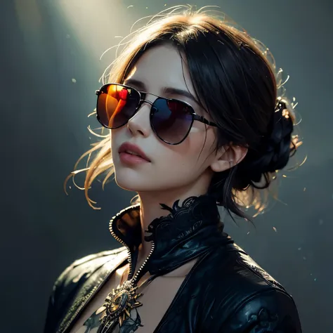 colorful beautiful woman wearing sunglasses: black ink flow: 8k resolution photorealistic masterpiece: by aaron horkey and jerem...