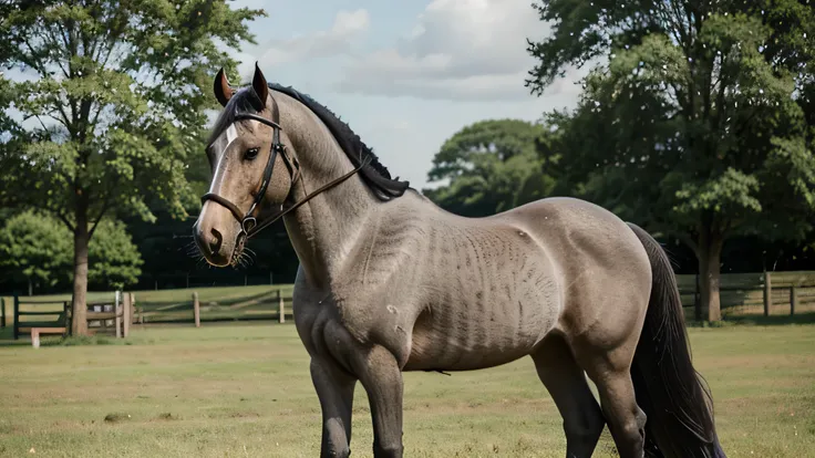 big fat grey shire horse mare