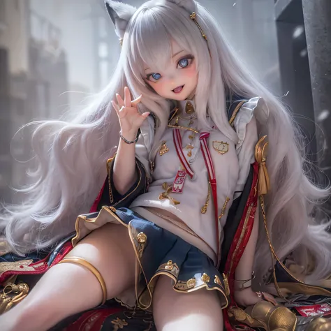 (highest quality, High resolution, Realistic:1.37),Very detailed, Beautiful details,Beautiful lip detail,Very detailed目と顔,Long eyelashes,One Girl,Sharp focus,Vibrant colors,Soft lighting,Fenrir Girls,Big Breasts,Fantasy elements,Snow Scene,ice magic,Flowin...