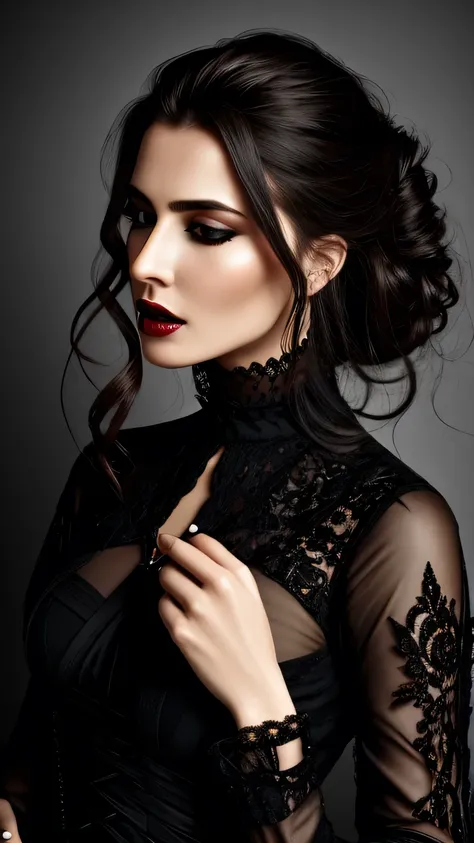 Very detailed, Edge Orgasm,face Focus, Woman with open mouth and closed eyes , Edgy Woman _face、Age 35, masterpiece, 最high quality, high quality, High resolution, Black Gothic Dress