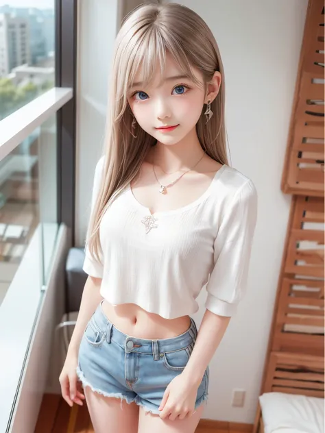 earrings、necklace、beautiful glowing white skin,、 bright, refreshing and gentle look, perfect beautiful pretty face, shiny platin...