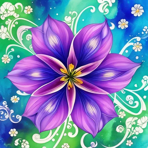 a flower with swirls and a blue background, an airbrush painting by Marie Bashkirtseff, trending on cgsociety, psychedelic art, glowing delicate flower, beautiful!!! digital art, gorgeous digital art, beautiful gorgeous digital art, lily flower, very beaut...