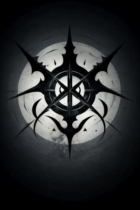 abstract demonic otherwordly sigil ink symbol on black background
