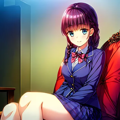 (highest quality, masterpiece:1.2), highest quality, High resolution, 1080p, 8K, Height: 158cm, ((High-definition anime-style game CG)), ((In the Dark、The game heroine is a very intelligent, very noble, pretty and neat beautiful girl sitting、Turning to the...